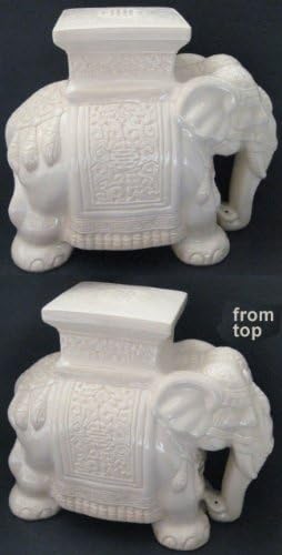 18"h Ivory Ceramic Elephant Stool