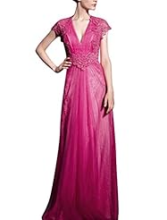 A-line V-neck Organza/Satin Cocktail Floor Length Sleeveless Beaded Lace Homecoming Dress/Pageant Dress/Prom Dress/Party Dress/Wedding Dress 