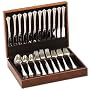 Reed & Barton Flatware Chest Mahogany Finish Brown Tarnish Proof Fabric Lining Brass Lid Hardware