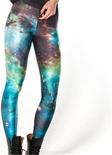 Fashion Sexy Women's Galaxy Space Cosmic Tie Dye Graphic Print Tights Leggings (One Size, C-green)