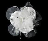 Elegant Silky Ivory Matt Satin Bridal Flower Rhinestone Comb Elegant Silky Ivory Matt Satin Bridal Flower Rhinestone Comb
