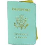 Caribbean Blue Lemon Solid Colors Baekgaard Leather Brights genuine leather embossed passport holder
