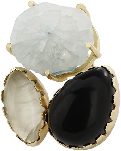 Aauram Handmade Gemstone gold plated cabstone cluster Cocktail Statement Ring for Women