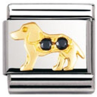 Nomination Comp. Classic TIERE - LAND 1 Edelstahl, 18K-Gold und Cubic Zirc. (Hund SCHWARZ) Preisvergleich