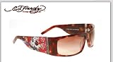 ED HARDY EHS 004 BEAUTIFUL GHOST TORTOISE PLASTIC BROWN GRADIENT LENS SWAROSKI CRYSTAL SUNGLASSES