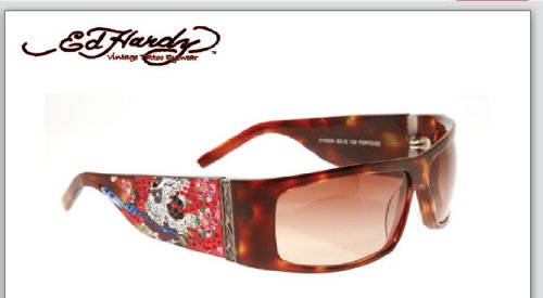 ED HARDY EHS 004 BEAUTIFUL GHOST TORTOISE PLASTIC BROWN GRADIENT LENS SWAROSKI CRYSTAL SUNGLASSES