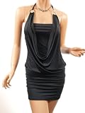 Patty Women Cute O-ring Halter Drape Front Mini Dress Clubwear