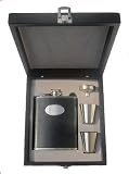 Review   / Personalised 7oz Stainless Steel and Leather Hip Flask Set