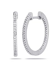 Womens 10k Gold Diamond Inside and Out Hoop Earrings (1/4 cttw, I-J Color, I2 Clarity)