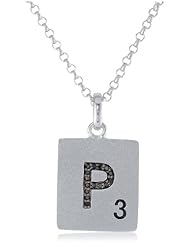 Scrabble 925 Sterling Silver 0.045ct Diamond Initial P Pendant Necklace, 18"