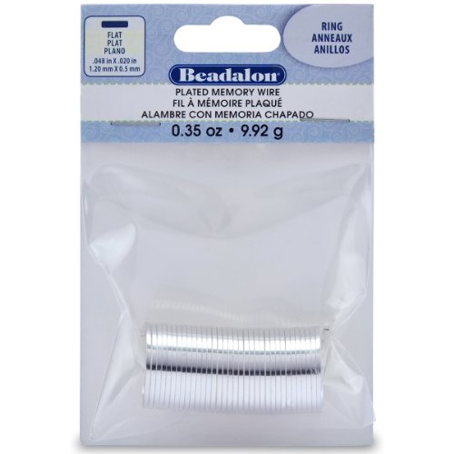Beadalon Silver Plate Flat Ring Memory Wire for Beading, 0.35-Ounce