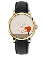 SPRAWL Aanalog Fashion Series Gold Ladies Watches of Genuine Black Leather Strap,Unique Wrist Watch for Women Girls Designed with Tree of Love