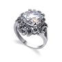 Nickel Free Sterling Silver Round Clear Cubic Zirconia Marcasite Band 3mm Wide Ring Size 5, 6, 7, 8, 9, 10