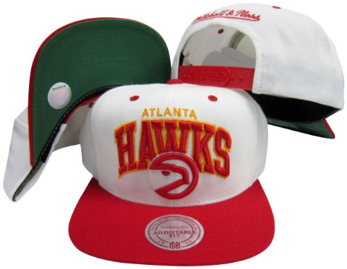 Atlanta Hawks White/Red Two Tone Plastic Snapback Adjustable Snap Back Hat / Cap