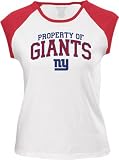 New York Giants -White/Red- Junior's Logo Property Too Cropped Sleeve Raglan Tee