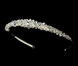 Silver AB Crystals White Pearl Tiara Headband