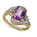 9ct Yellow Gold Amethyst And 1pt Diamond Set Fancy Dress Ring - Size O