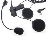GSI Super Quality Upgraded Two-Way Radio Headset Kit for Half-Face Motorcycle Helmets - Noise Cancellation Plug-In-Helmet Dual-Sided Earphones with Boom Microphone - Handlebar PTT (Push-To-Talk) Control Button - Compatible with Select Motorola, Icom, Uniden, Kenwood and Standard 2-Way Radios