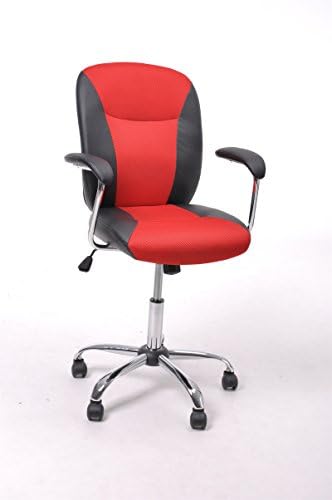 GreenForest® Mid-Back Leather Task and Computer Chair with Chrome Base, Red
