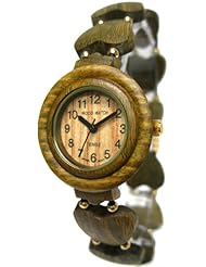 Tense Wood L7007G Womens Heart Shaped Sandalwood Watch