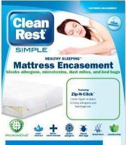 Clean Rest Simple Bed Bug &amp; Allergen Blocking Mattress Encasement Featuring Zip-N-Click Sidewall Fits up to 12" Deep - Cal King