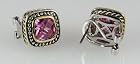 4031013 David Yurman Inspired Pink Tourmaline Brilliant CZ Stone 2 Tone Stud Earrings Fashion Very High Quality