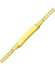 14K Yellow Gold 3.0mm Baby ID Concave Curb Bracelet with Lobster Claw Clasp - 6"Inches
