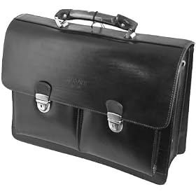 Buy New Bugatti Black Italian Leather Briefcase Laptop by Bugatti-Canada