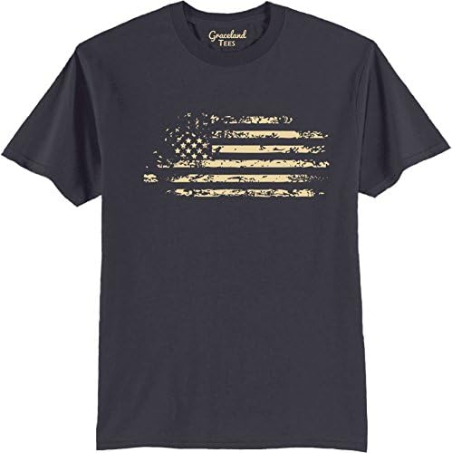 Distressed American Flag Army, Navy, Marines, USA Pride T-Shirt Charcoal S