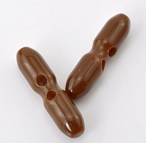 120pcs Smoke Yellow 2 Holes Resin Toggle Sewing Buttons 41x10mm(1 5/8"x3/8")- Resin, Brown