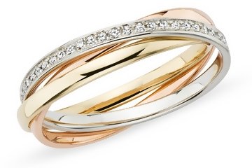 1/5 Carat Diamond Tri-Color Gold Ring
