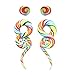 BodyJ4You 4PC Glass Ear Tapers Plugs 4G-14mm Rainbow Swirl Teardrop Spiral Gauges Piercing Set