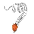14K White Gold Mexican Fire Opal and Diamond Pendant