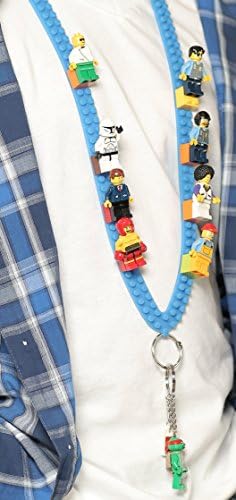 Oggee Link - Non-Classic Building Brick Lanyard for Minifigure Display, Mini-Figure Organization, Collection and Trade. [Blue]