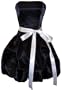 Strapless Satin Bubble Dress Cocktail Gown Prom Holiday Bridesmaid Junior Plus Size, 2X, Black