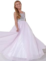Girls Crystal  Crystals Lace Sequined Organza Floor Length Flower-Girl Dress/Pageant Dress/Party Dress  With Rhinestones