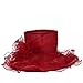 Women Kentucky Derby Church Dress Organza Hat Wide Brim Flat Hat (8 Colours) (Claret)