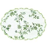 April Cornell Calais Green/ivory Oval Quilted Placemat