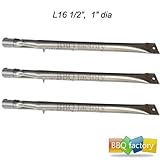 12411 3-pack Stainless Steel Straight Pipe Burner for Lowes BBQ Grillware, Charmglow, North American Outdoors and Perfect Flame Grills
