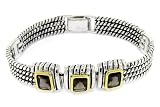 2-tone Designer-Inspired Bracelet/Bangle w/Smoky CZs