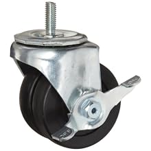 E.R. Wagner Stem Caster, Swivel with Pinch Brake, Dual Wheel, Hard Rubber Wheel