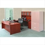 Mira U-Shaped Combo File Desk with Bow Front and Hutch