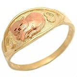 10K Two Tone Gold Cat Ring Pet Kitten Love Jewelry Sz 8