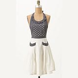 【Anthropologie】ドット柄エプロン アンソロポロジーFiammetta Apron グレー×ホワイト白