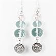 Fern Leaf Dangle Earrings in Sterling with Blue Quartz Gemstones and Swarovski Crystal, #7459
