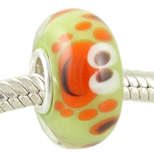 Happy Crab Murano Style Glass Bead on Sterling Silver Solid Core fits European Charm Bracelet