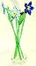 NEW Hand Blown Glass Forget-Me-Not Flowers & Leaves Set with Vase and Ladybug