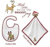 Christmas Baby Gift Reindeer Bib and Bear Blanky Set
