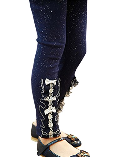 Waboats Winter Kids Girls Lace Flowers 2-6 Years Legging Pant 6 Navy