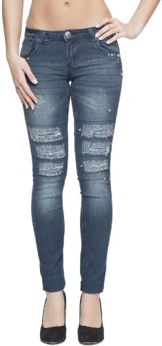 Spoon Women's Junior Distressed Jeans with Studs by Gazoz Acid Blue 1